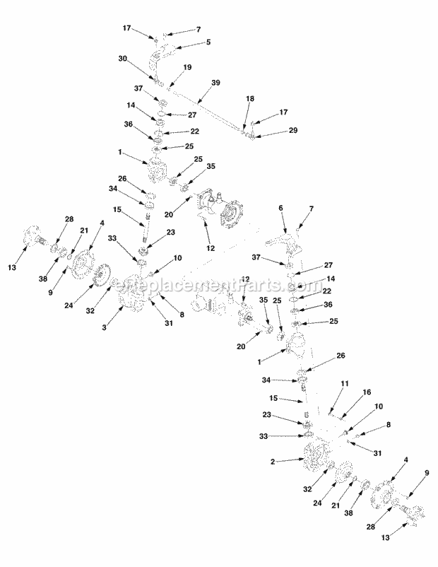 4wd Axle Assembly (Part 1) 1b075g & After Diagram and Parts List for 5234DL 54AL544-710, 54BL544-710 Cub Cadet Lawn Tractor